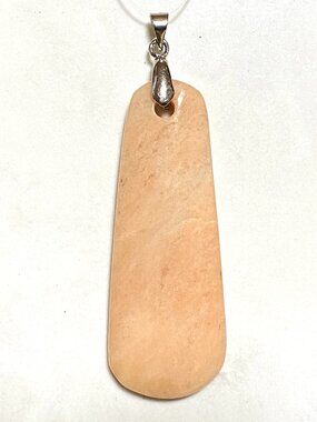 Natural Peachy Pink Aventurine Pendant, Large Gemstone Long Drop Pendant